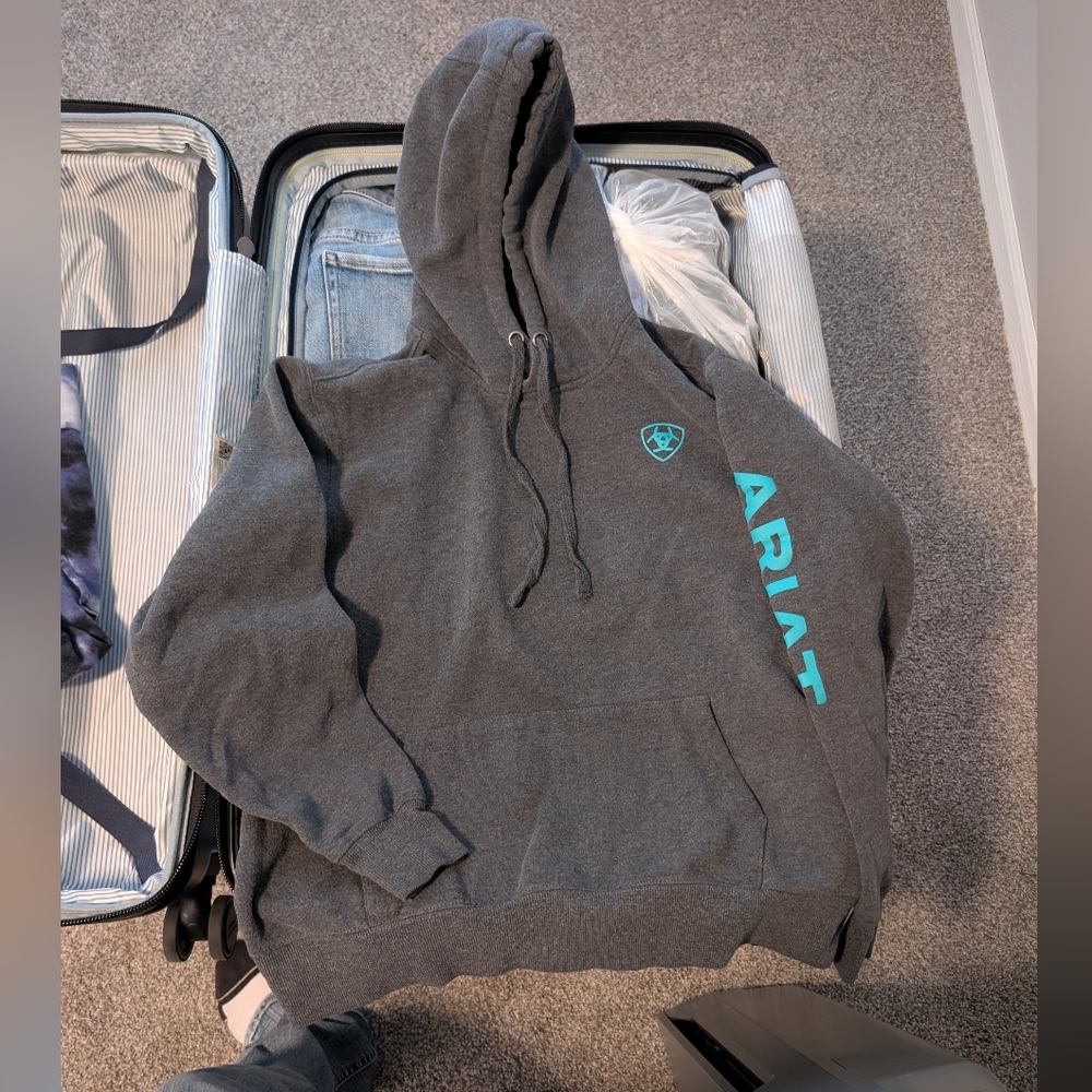 Ariat Charcoal Crewneck Sweatshirt with Teal Logo